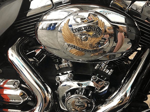 Polished Harley engine and chrome