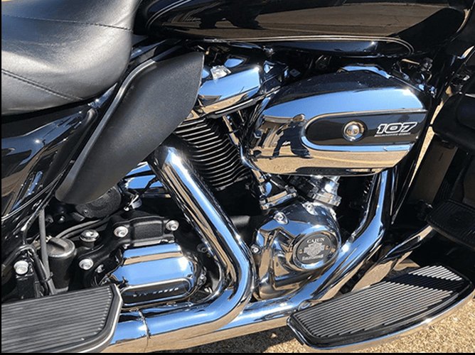 Detailed motorcycle engine and chrome